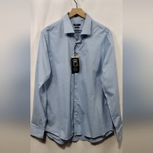 NWT FB Class Button Up Dress Shirt Men XXL Blue Office Career Casual Comfy Italy